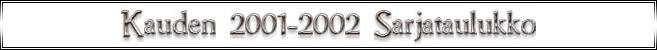 Kauden 2001-2002 Sarjataulukko