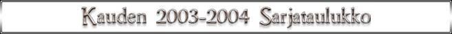 Kauden 2003-2004 Sarjataulukko